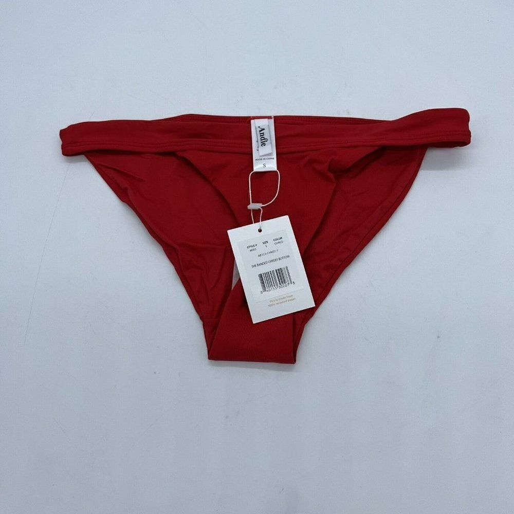 Andie Swim The Banded Cheeky Bikini Bottom Red NWT